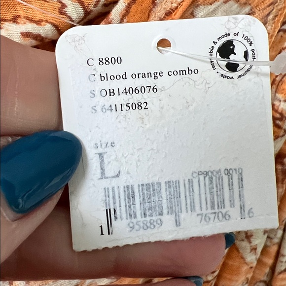 NWT Free People Women's Say The Word Cropped Top Blood Orange Combo Size Large - Picture 8 of 9